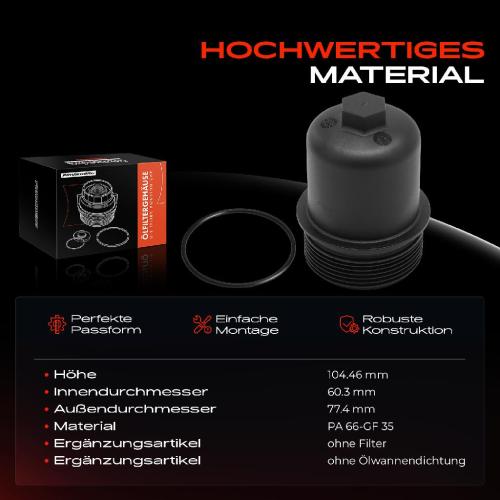 1x Ölfiltergehäuse Deckel für Audi A3 8P 8V Q2 Q3 TT Skoda Octavia Seat Altea Leon Bild 1x Ölfiltergehäuse Deckel für Audi A3 8P 8V Q2 Q3 TT Skoda Octavia Seat Altea Leon