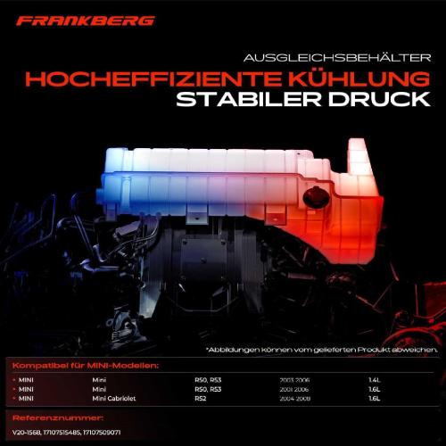 Frankberg 1x Ausgleichsbehälter Kühlmittelbehälter für MINI Mini R50 R53 Cabriolet R52 1.6L Bild Frankberg 1x Ausgleichsbehälter Kühlmittelbehälter für MINI Mini R50 R53 Cabriolet R52 1.6L