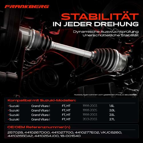1x Antriebswelle Vorderachse Links für Suzuki Grand Vitara I FT HT 1994-2005 Bild 1x Antriebswelle Vorderachse Links für Suzuki Grand Vitara I FT HT 1994-2005