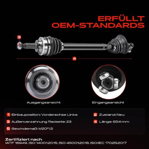 Frankberg 1x Antriebswelle Vorderachse Links für Renault Megane I BA0/1 Bild Frankberg 1x Antriebswelle Vorderachse Links für Renault Megane I BA0/1