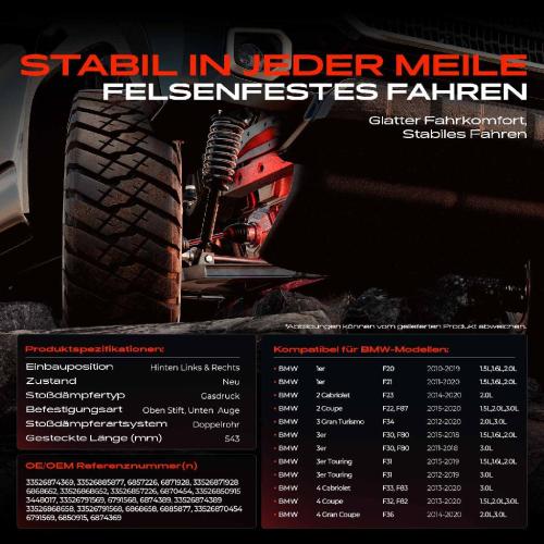 2x Stoßdämpfer Hinterachse für BMW F20 F21 F23 F34 F31 F36 2010-2020 Bild 2x Stoßdämpfer Hinterachse für BMW F20 F21 F23 F34 F31 F36 2010-2020