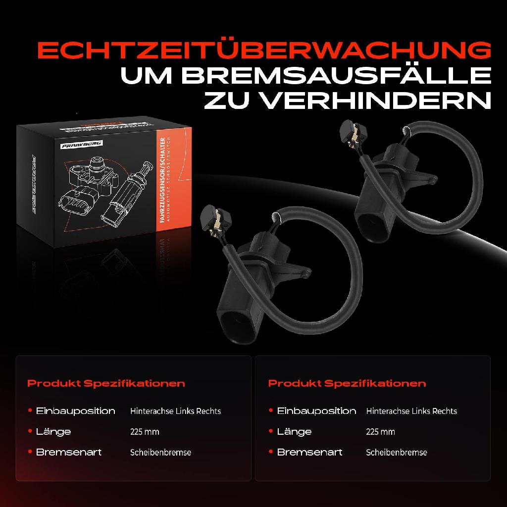 2x Warnkontakt Bremsbelagverschleiß Hinterachse für Audi R8 Spyder 4S 427 4.2L 5.2L