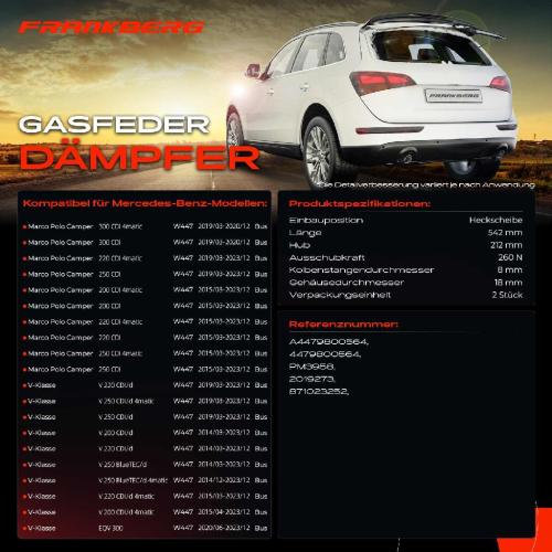2x Gasfeder Dämpfer Heckscheibe für Mercedes-Benz V-Klasse Marco Polo Camper W447 Bj ab 2014 Bild 2x Gasfeder Dämpfer Heckscheibe für Mercedes-Benz V-Klasse Marco Polo Camper W447 Bj ab 2014