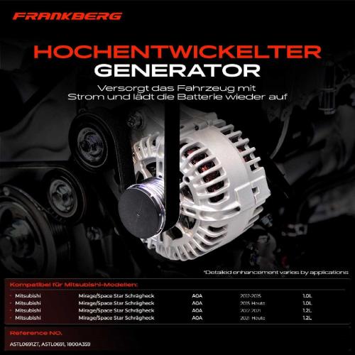 1x Lichtmaschine Generator für Mitsubishi Mirage/Space Star Schrägheck 1.0L 1.2L Bild 1x Lichtmaschine Generator für Mitsubishi Mirage/Space Star Schrägheck 1.0L 1.2L