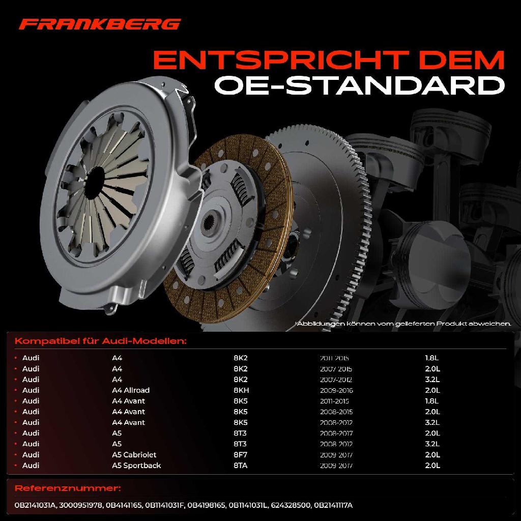 1x Kupplungssatz für Audi A4 8K2 A4 Allroad 8KH A4 Avant 8K5 A5 8T3 A5 Cabriolet 8F7 A5 Sportback 8TA Q5 8RB