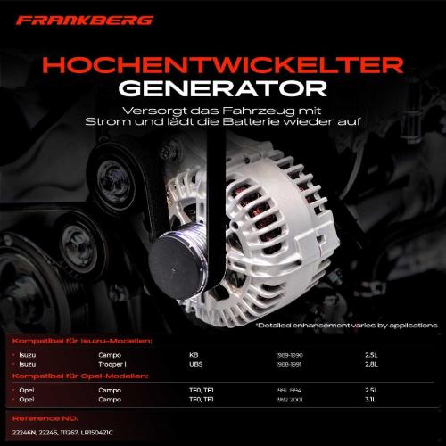 1x Lichtmaschine Generator für Isuzu Campo KB Trooper I UBS Campo TF0 TF Bild 1x Lichtmaschine Generator für Isuzu Campo KB Trooper I UBS Campo TF0 TF