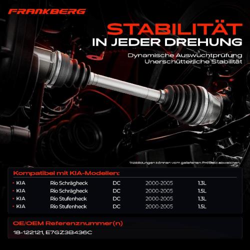 Frankberg 1x Antriebswelle Vorderachse Rechts für KIA Rio Schrägheck DC 1.3L 1.5L 2000-2005 Bild Frankberg 1x Antriebswelle Vorderachse Rechts für KIA Rio Schrägheck DC 1.3L 1.5L 2000-2005
