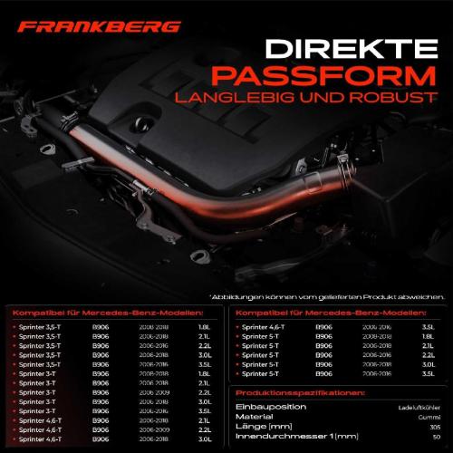 Frankberg 1x Kühlerschlauch Turboschlauch für Mercedes-Benz Sprinter 3,5-T Bus Kasten Pritsche/Fahrgestell B906 Bild Frankberg 1x Kühlerschlauch Turboschlauch für Mercedes-Benz Sprinter 3,5-T Bus Kasten Pritsche/Fahrgestell B906