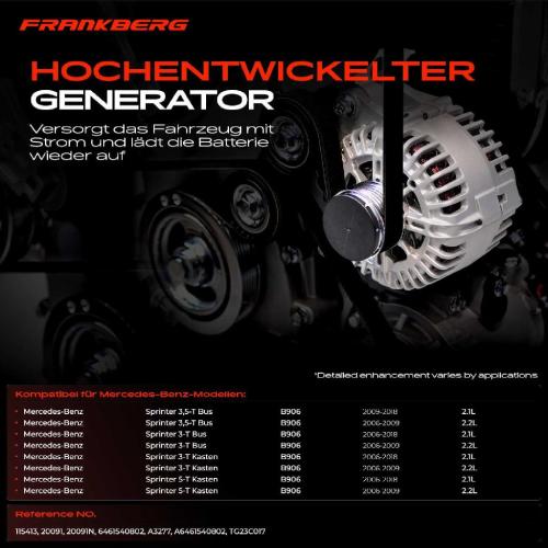 1x Lichtmaschine Generator für Mercedes-Benz B906 Sprinter 3,5-T 3-T 4,6-T 5-T Bild 1x Lichtmaschine Generator für Mercedes-Benz B906 Sprinter 3,5-T 3-T 4,6-T 5-T