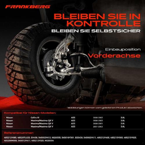 Frankberg 1x Querlenker Satz Vorderachse für Nissan Cefiro III Stufenheck Maxima/Maxima QX V 3.0L 2.0L 2000-2003 Bild Frankberg 1x Querlenker Satz Vorderachse für Nissan Cefiro III Stufenheck Maxima/Maxima QX V 3.0L 2.0L 2000-2003