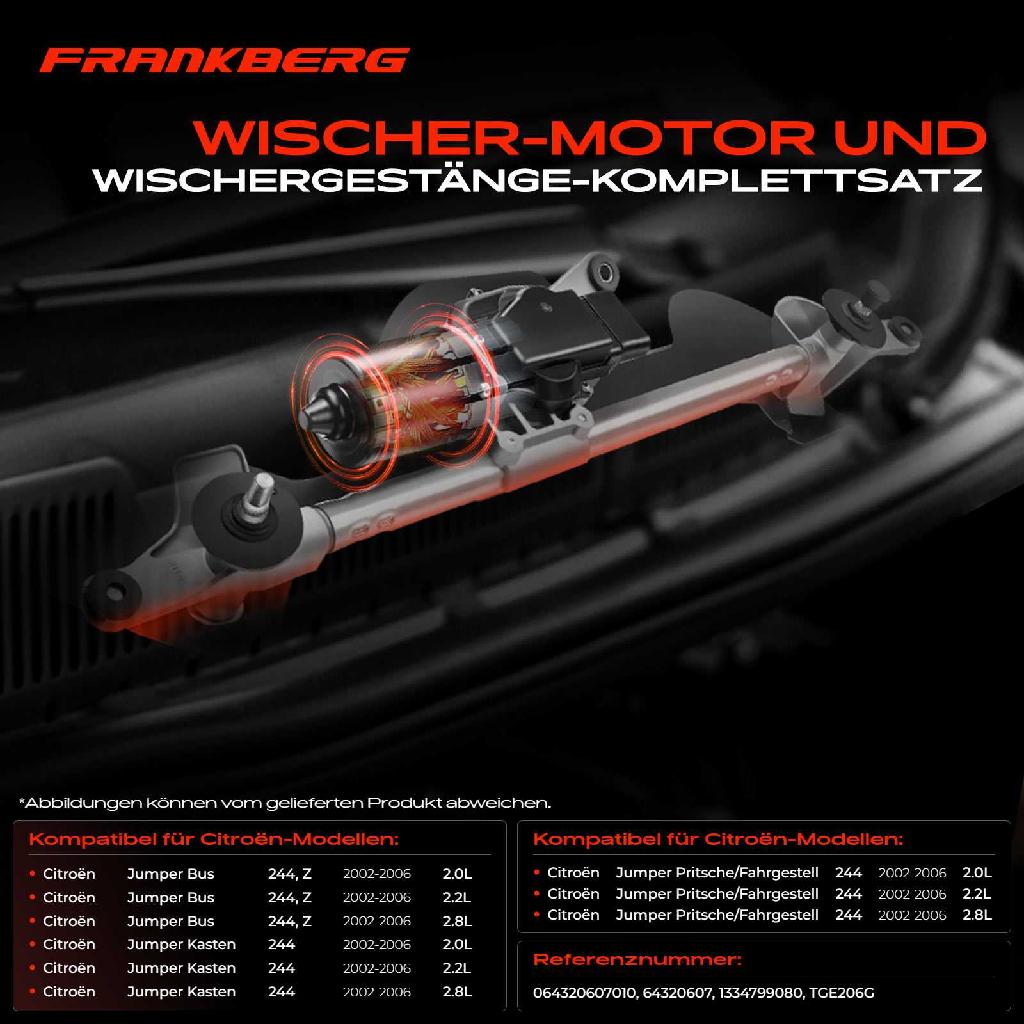 Frankberg 1x Wischerarm Scheibenwischer Vorne für Citroën Jumper Peugeot Boxer Fiat