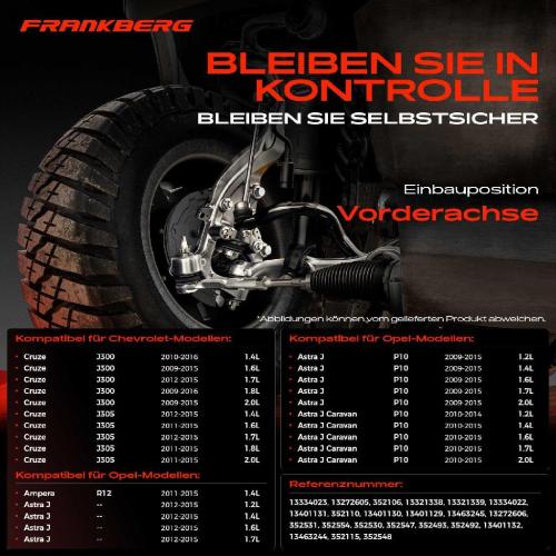 Frankberg 1x Querlenker Satz Vorderachse für Chevrolet Cruze Schrägheck Station Wagon Volt Opel Ampera Astra J Bild Frankberg 1x Querlenker Satz Vorderachse für Chevrolet Cruze Schrägheck Station Wagon Volt Opel Ampera Astra J