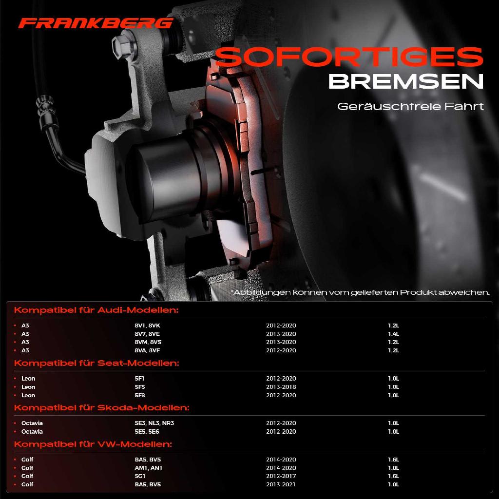 4x Bremsbeläge Vorderachse für VW Golf Alltrack Sportsvan VII Van Variant Audi A3 Cabriolet Limousine