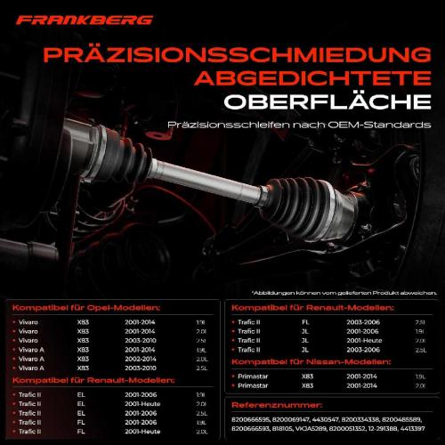 Frankberg 1x Antriebswelle Gelenksatz Vorderachse für Nissan Primastar Opel Vivaro X83 Renault Bild Frankberg 1x Antriebswelle Gelenksatz Vorderachse für Nissan Primastar Opel Vivaro X83 Renault