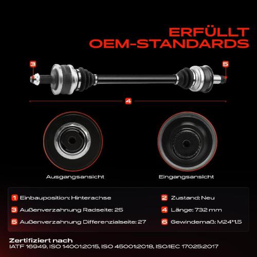 1x Antriebswelle Hinterachse Links oder Rechts für Mercedes C-Klasse W203 S203 CL203 CLK C209 A209 CLC CL203 Bild 1x Antriebswelle Hinterachse Links oder Rechts für Mercedes C-Klasse W203 S203 CL203 CLK C209 A209 CLC CL203