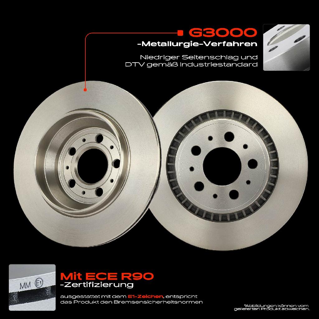 2x Bremsscheiben Hinterachse für Volvo XC90 I Van 2.4L 2.5L 2.9L 3.2L 4.4L 2002-2014