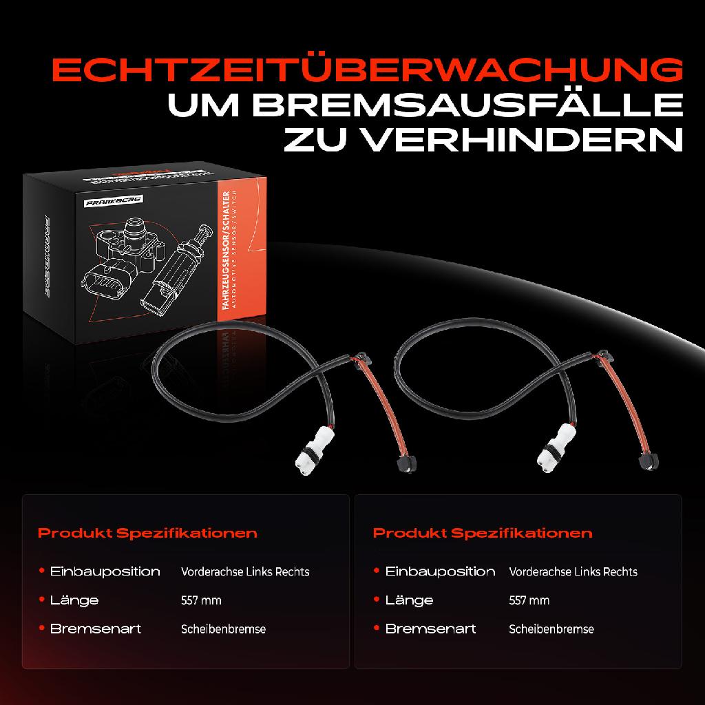 2x Warnkontakt Bremsbelagverschleiß Vorderachse für Porsche 911 Cabriolet Targa 996 997 Carrera GT