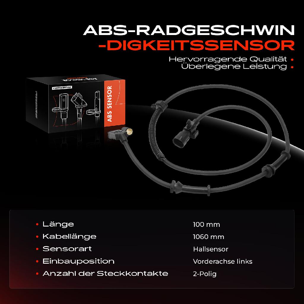 1x ABS Sensor Vorderachse links für Jeep Grand Cherokee II WG WJ 2.7L 3.1L 4.0L 4.7L 1999-2004