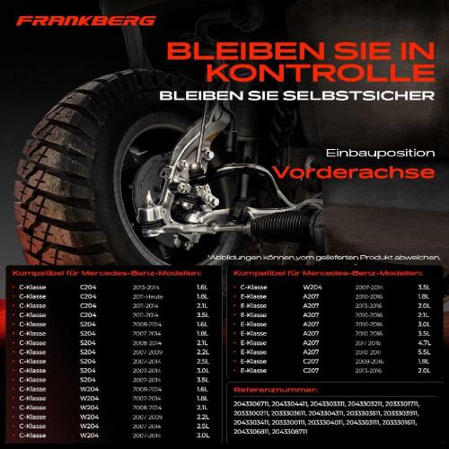 Frankberg 1x Querlenker Satz Vorderachse für Mercedes-Benz C-Klasse W204 C-Klasse Coupe C204 C-Klasse T-Model S204 R172 Bild Frankberg 1x Querlenker Satz Vorderachse für Mercedes-Benz C-Klasse W204 C-Klasse Coupe C204 C-Klasse T-Model S204 R172