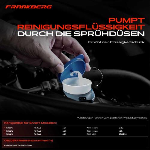 1x Waschwasserbehälter Scheibenreinigung für Smart Fortwo Cabrio Coupe 451 Bild 1x Waschwasserbehälter Scheibenreinigung für Smart Fortwo Cabrio Coupe 451