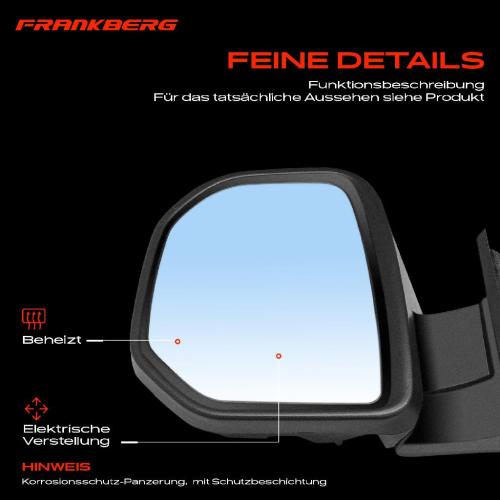 Frankberg 1x Außenspiegel Links für Citroën Berlingo Kasten/MPV Multispace Peugeot Partner Tepee Bild Frankberg 1x Außenspiegel Links für Citroën Berlingo Kasten/MPV Multispace Peugeot Partner Tepee