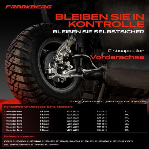 Frankberg 1x Querlenker Satz Vorderachse für Mercedes-Benz S-Klasse 2.1L 3.0L 3.5L 4.7L 5.5L 6.2L 6.0L 2005-2013 Bild Frankberg 1x Querlenker Satz Vorderachse für Mercedes-Benz S-Klasse 2.1L 3.0L 3.5L 4.7L 5.5L 6.2L 6.0L 2005-2013