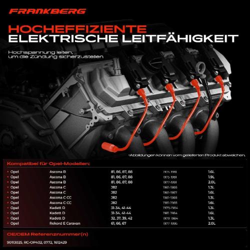 5x Zündleitungssatz Zündkabel für Opel Ascona B C Kadett D Manta B Rekord E Bild 5x Zündleitungssatz Zündkabel für Opel Ascona B C Kadett D Manta B Rekord E