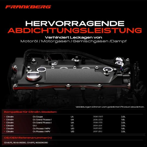 Frankberg 1x Ventildeckel Zylinderkopfhaube für Peugeot 207 WA WC 207 SW WK 1.4L Bild Frankberg 1x Ventildeckel Zylinderkopfhaube für Peugeot 207 WA WC 207 SW WK 1.4L