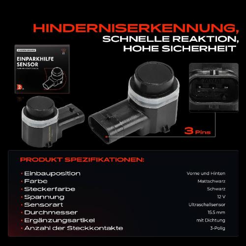 Frankberg 2x Parksensor PDC Sensor Vorne und Hinten für Alfa Romeo Giulietta Hyundai Santa Fé Bild Frankberg 2x Parksensor PDC Sensor Vorne und Hinten für Alfa Romeo Giulietta Hyundai Santa Fé