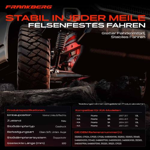 2x Stoßdämpfer Vorderachse für KIA Picanto BA SA 1.0L 1.1L 2004-2011 Bild 2x Stoßdämpfer Vorderachse für KIA Picanto BA SA 1.0L 1.1L 2004-2011
