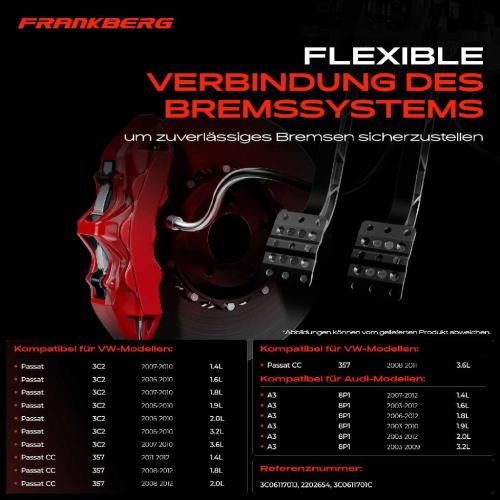 Frankberg 1x Bremsschlauch Bremsschläuche Vorderachse Links oder Rechts für VW Passat CC Variant 3C5 357 Audi A3 Cabriolet Bild Frankberg 1x Bremsschlauch Bremsschläuche Vorderachse Links oder Rechts für VW Passat CC Variant 3C5 357 Audi A3 Cabriolet