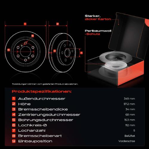 2x Bremsscheiben Vorderachse für Audi A4 Allroad Avant A5 Cabriolet Sportback A6 Bj ab 2002 Bild 2x Bremsscheiben Vorderachse für Audi A4 Allroad Avant A5 Cabriolet Sportback A6 Bj ab 2002