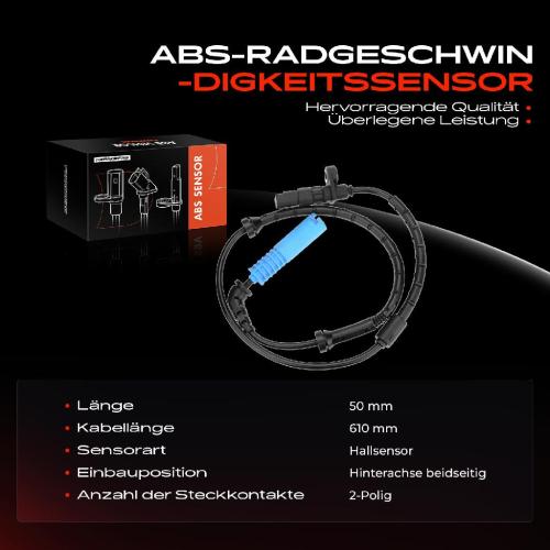 1x ABS Sensor Hinterachse beidseitig für BMW X5 E53 2.9L 3.0L 4.4L 4.6L 2000-2003 Bild 1x ABS Sensor Hinterachse beidseitig für BMW X5 E53 2.9L 3.0L 4.4L 4.6L 2000-2003