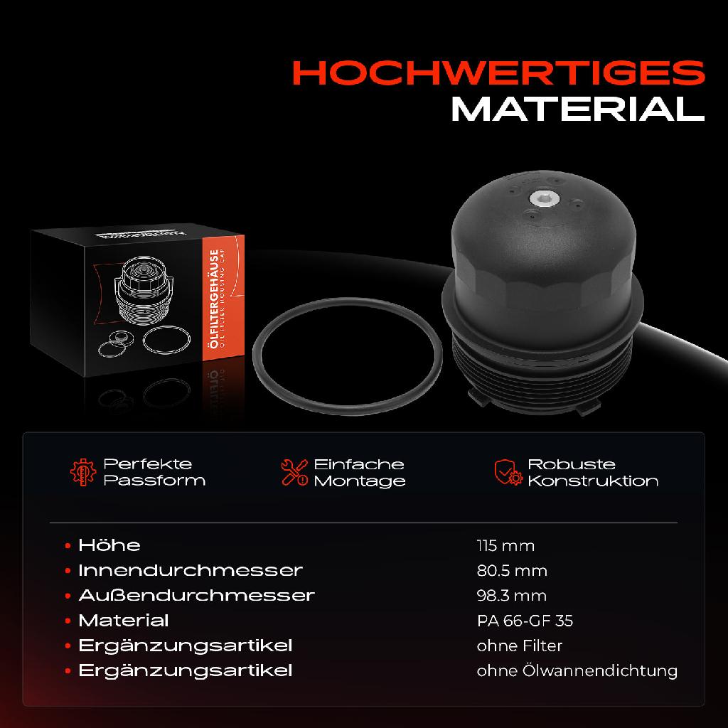 1x Ölfiltergehäuse Deckel für Volvo S60 S90 V90 XC60 XC90