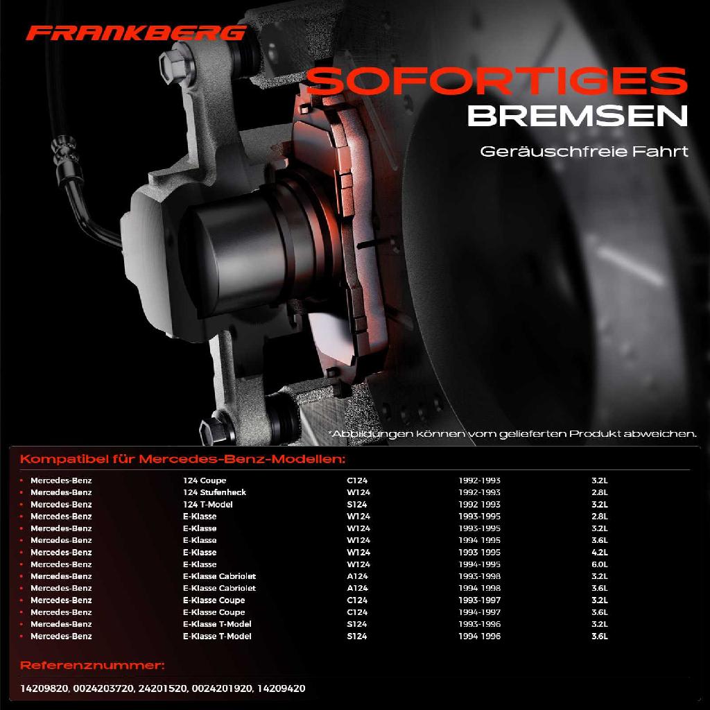 4x Bremsbeläge Vorderachse für Mercedes-Benz C124 W124 S124 W124 A124 C124 S124 1992-1998