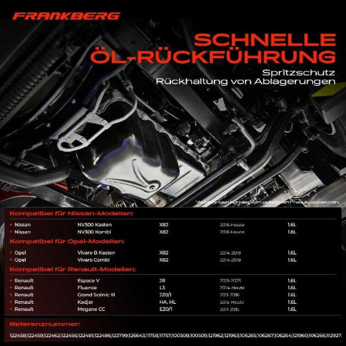 Frankberg 1x Ölwanne Motorölwanne für Nissan NV300 Qashqai Opel Vivaro Renault Megane Scénic Trafic 1.6L Bild Frankberg 1x Ölwanne Motorölwanne für Nissan NV300 Qashqai Opel Vivaro Renault Megane Scénic Trafic 1.6L