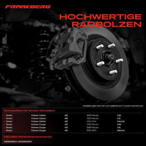 6x Radschraube für Smart Fortwo Cabrio Coupe 451 0.8L 1.0L Bild 6x Radschraube für Smart Fortwo Cabrio Coupe 451 0.8L 1.0L