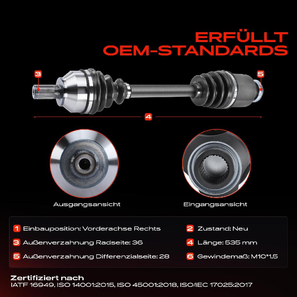 1x Antriebswelle Vorderachse Rechts für Mazda 3 Stufenheck BK 2.0L 2003-2005