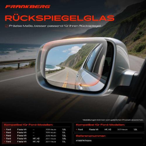 1x Spiegelglas Außenspiegel rechts für Ford Fiesta VII Van HF HJ Bj ab 2017 Bild 1x Spiegelglas Außenspiegel rechts für Ford Fiesta VII Van HF HJ Bj ab 2017