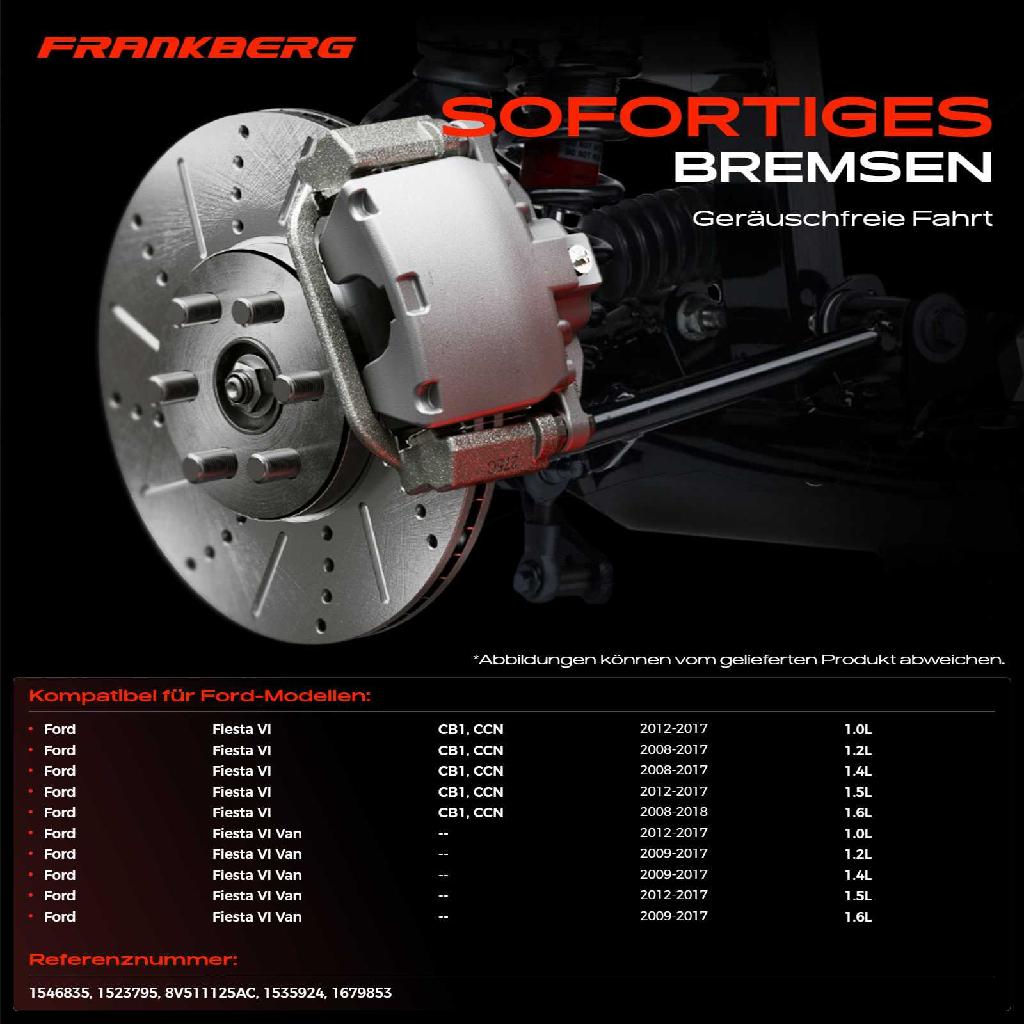 2x Bremsscheiben Vorderachse für Ford Fiesta VI Van 1.0L 1.2L 1.4L 1.5L 1.6L 2008-2018