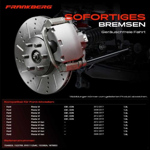 Frankberg 2x Bremsscheiben Vorderachse für Ford Fiesta VI Van 1.0L 1.2L 1.4L 1.5L 1.6L 2008-2018 Bild Frankberg 2x Bremsscheiben Vorderachse für Ford Fiesta VI Van 1.0L 1.2L 1.4L 1.5L 1.6L 2008-2018