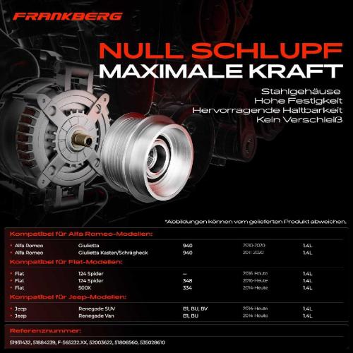 1x Generatorfreilauf Lichtmaschine für Alfa Romeo Giulietta Fiat 500X Jeep Renegade Bild 1x Generatorfreilauf Lichtmaschine für Alfa Romeo Giulietta Fiat 500X Jeep Renegade