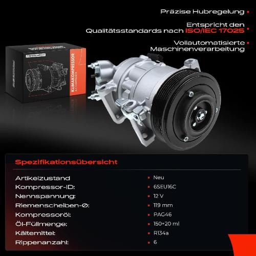 1x Klimakompressor für Peugeot 308 I 208 I Partner Citroën Berlingo DS DS4 Bild 1x Klimakompressor für Peugeot 308 I 208 I Partner Citroën Berlingo DS DS4