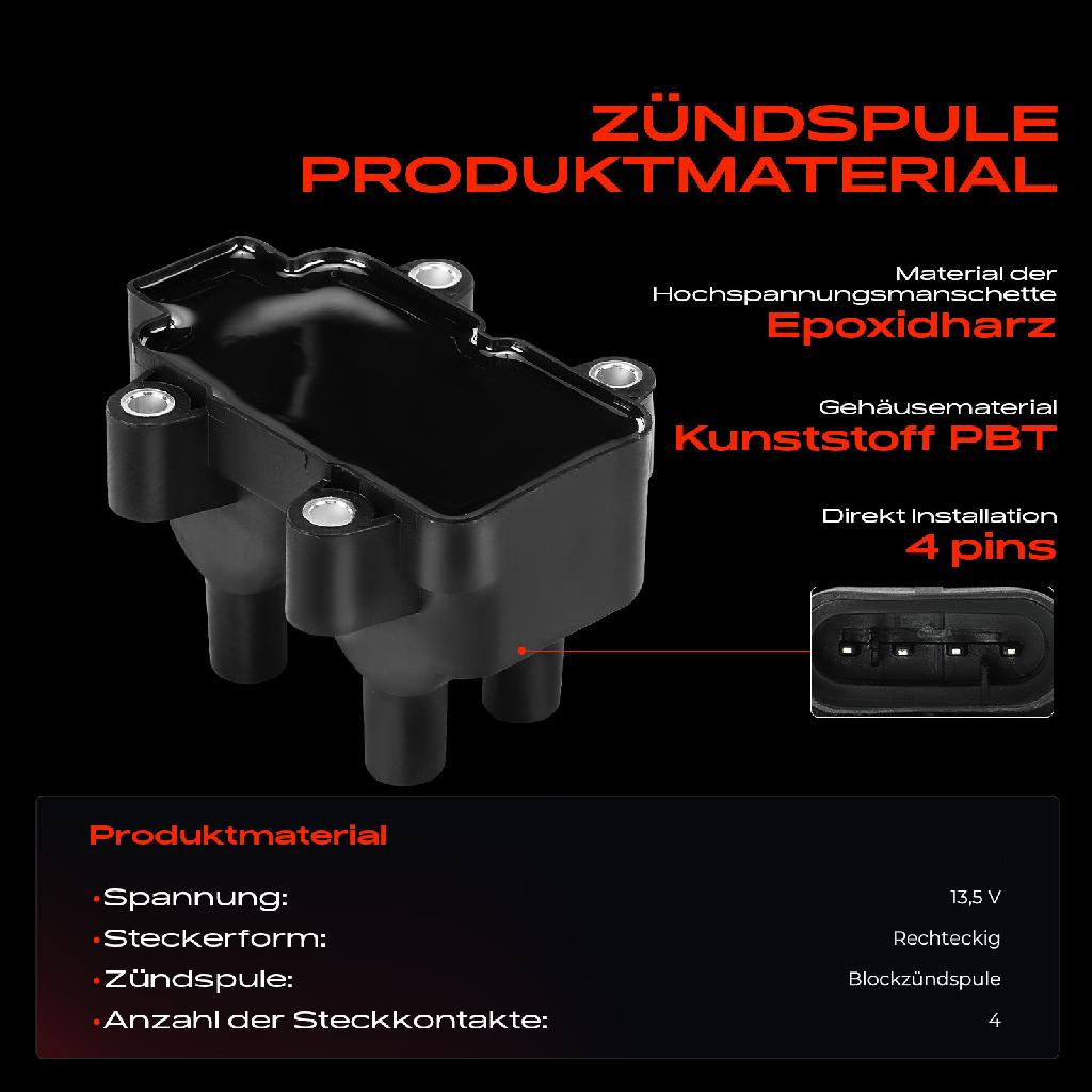 1x Zündspule Zündkerze für Dacia Dokker Express Kasten/MPV MPV Lodgy Logan MCV II Pick-up Sandero Solenza
