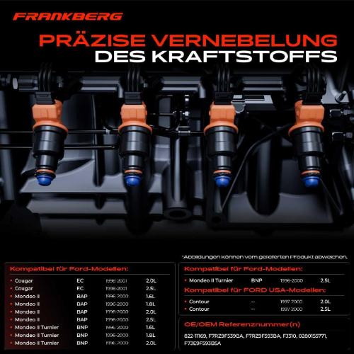 Frankberg 6x Einspritzventil Einspritzdüse für FORD USA Contour Ford Cougar Mondeo II 1996-2000 Bild Frankberg 6x Einspritzventil Einspritzdüse für FORD USA Contour Ford Cougar Mondeo II 1996-2000