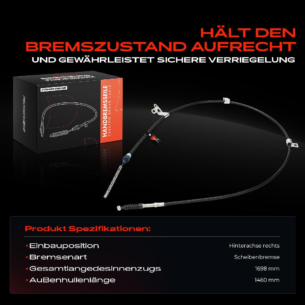 1x Seilzug Feststellbremse Hinterachse rechts für Toyota Corolla Stufenheck Kombi E12 2001-2008