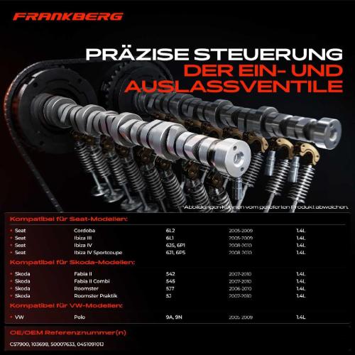 1x Nockenwelle für VW Polo 9A 9N Seat Ibiza III IV Skoda Fabia II Roomster 1.4L Bild 1x Nockenwelle für VW Polo 9A 9N Seat Ibiza III IV Skoda Fabia II Roomster 1.4L