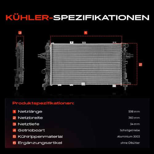 1x Kühler Wasserkühler Motorkühler für Opel Astra H L48 Zafira B A05 Bild 1x Kühler Wasserkühler Motorkühler für Opel Astra H L48 Zafira B A05