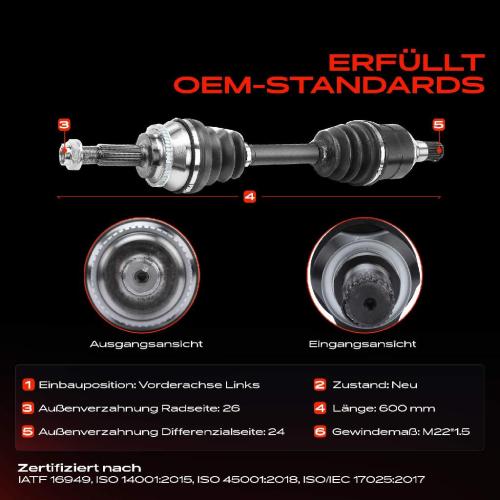 Frankberg 1x Antriebswelle Vorderachse Links für Toyota Corolla E12 2.0L 2002-2007 Bild Frankberg 1x Antriebswelle Vorderachse Links für Toyota Corolla E12 2.0L 2002-2007