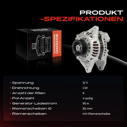1x Lichtmaschine Generator für Mitsubishi Lancer 6 CJ Lancer 7 1998-2007 2.0L Bild 1x Lichtmaschine Generator für Mitsubishi Lancer 6 CJ Lancer 7 1998-2007 2.0L